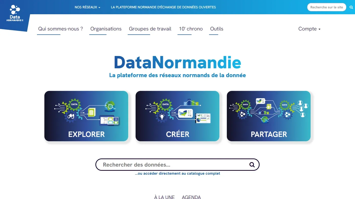 Capture d’écran de la page d’accueil de DataNormandie